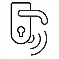 Smart Lock and Door Icon Concept in black line color vector
