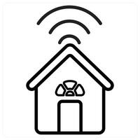 Smart House And Technology Icon Concept in black line color vector