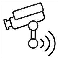Camera Security And Protection Icon Concept in black line color vector