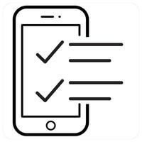 Mobile Survey icon concept in black line color vector