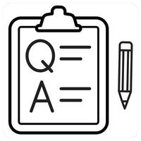 Questionnaire and survey icon concept in black line color vector