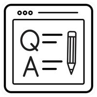 Online Questionnaire icon concept in black line color vector
