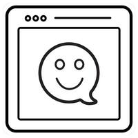 Smiley Feedback icon concept in black line color vector