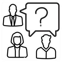Question in black line color vector