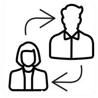 Coordination icon concept in black line color vector