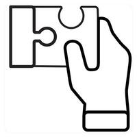 Puzzle and collaborate icon concept in black line color vector