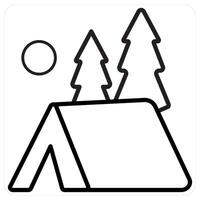 Camping concept in black line color vector