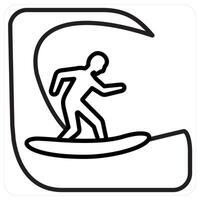 Surfing icon concept in black line color vector