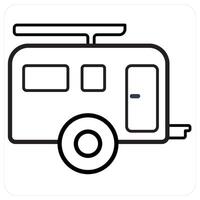 Camping and travel icon concept in black line color vector