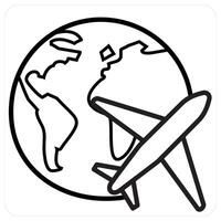 flight icon concept in black line color vector