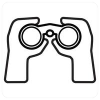 binocular icon concept in black line color vector