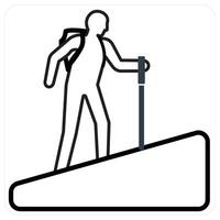 hiking icon concept in black line color vector