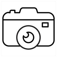 Camera concept in black line color vector