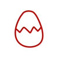 Cracked egg doodle icon with red hand drawn design for graphic element png