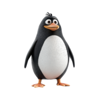Cute animated penguin character stands cheerfully with expressive eyes and a playful posture png