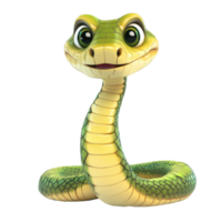 Colorful cartoon snake character with large eyes and friendly expression posed on a plain background png