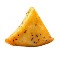 Crispy golden triangle shaped snack with spices served as a traditional appetizer in an Indian setting png
