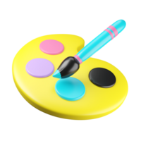 A paint brush and palette on a black background png