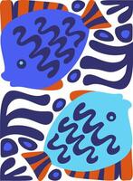Abstract Ocean Fish Pattern vector