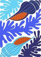 Seashells and Seaweed Forms Backround vector