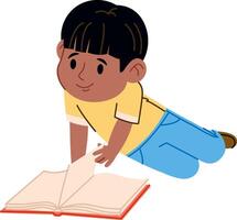 Child Reading Book Simple Style vector