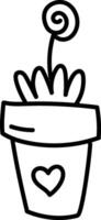 Potted Plant Simple Doodle vector