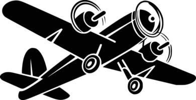 Black and white bold illustrations of a airplane, isolated on white background. vector