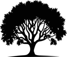 Black and white bold illustrations of a forest tree, isolated on white background. vector