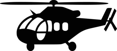 Black and white bold illustrations of a helicopter, isolated on white background. vector