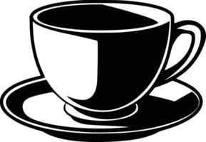 Black and white bold illustrations of a teacup, isolated on white background. vector