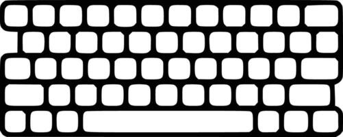 Black and white bold illustrations of a keyboard keys, isolated on white background. vector