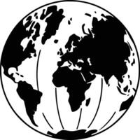Black and white bold illustrations of a map of the world, isolated on white background. vector
