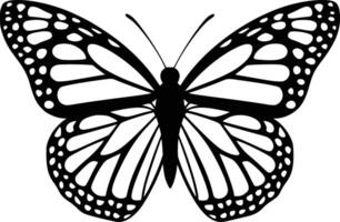 Black and white bold illustrations of a butterfly, isolated on white background. vector