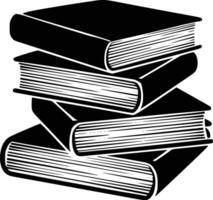 Black and white bold illustrations of a stack of books, isolated on white background. vector