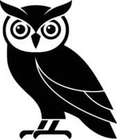 Black and white bold illustrations of a owl, isolated on white background. vector