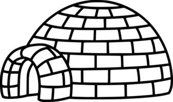 Black and white bold illustrations of a igloo, isolated on white background. vector