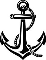 Black and white bold illustrations of a classic anchor, isolated on white background. vector