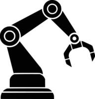 Black and white bold illustrations of a robot arm, isolated on white background. vector