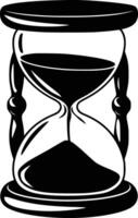 Black and white bold illustrations of a hourglass timer, isolated on white background. vector