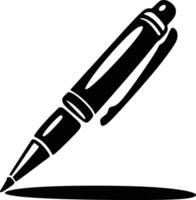 Black and white bold illustrations of a pen and paper, isolated on white background. vector