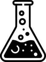 Black and white bold illustrations of a laboratory flask, isolated on white background. vector