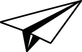 Black and white bold illustrations of a paper airplane, isolated on white background. vector