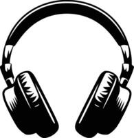 Black and white bold illustrations of a headphone set, isolated on white background. vector