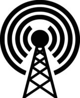 Black and white bold illustrations of a radio tower, isolated on white background. vector