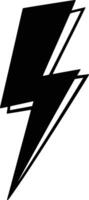 Black and white bold illustrations of a thunderbolt, isolated on white background. vector
