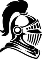 Black and white bold illustrations of a knight helmet, isolated on white background. vector
