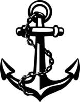 Black and white bold illustrations of a anchor chain, isolated on white background. vector