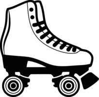 Black and white bold illustrations of a roller skate, isolated on white background. vector