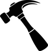 Black and white bold illustrations of a hammer tool, isolated on white background. vector