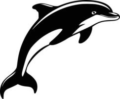Black and white bold illustrations of a jumping dolphin, isolated on white background. vector